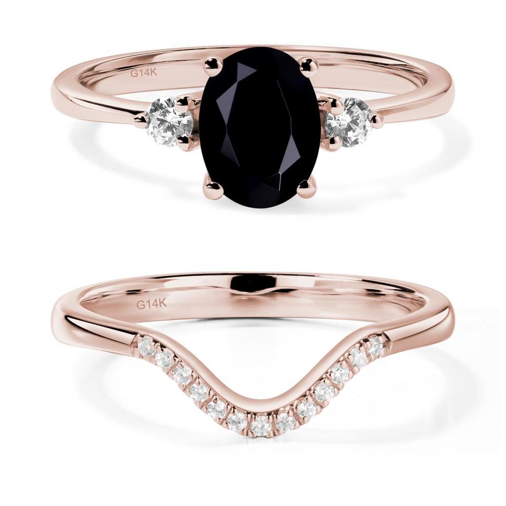 Trilogy Oval Black Spinel Ring - LUO Jewelry #metal_14k rose gold