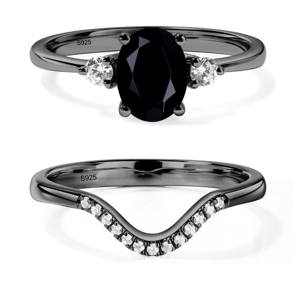 Trilogy Oval Black Spinel Ring - LUO Jewelry #metal_black finish sterling silver