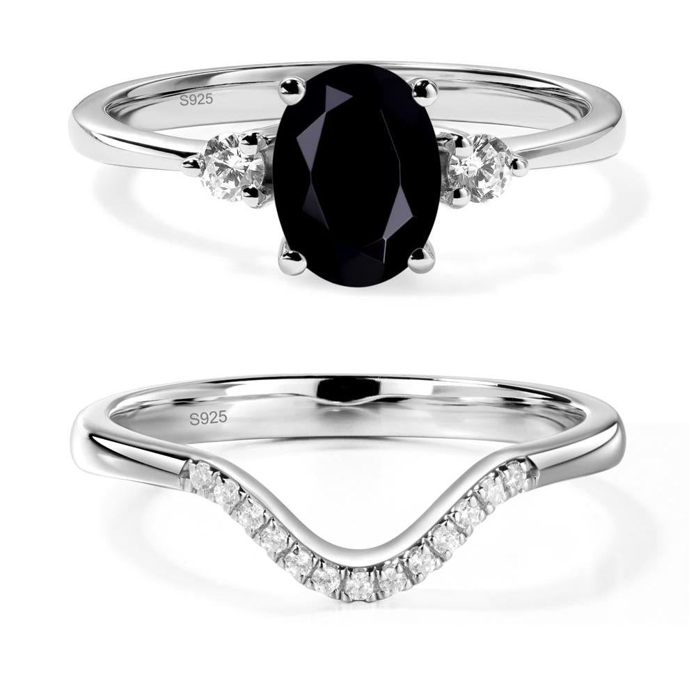 Trilogy Oval Black Spinel Ring - LUO Jewelry #metal_sterling silver