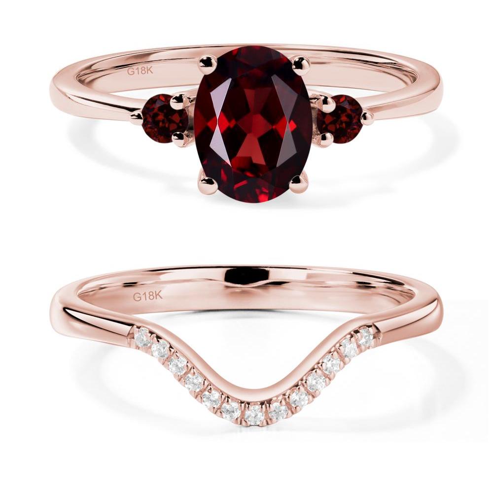 Trilogy Oval Garnet Ring - LUO Jewelry #metal_18k rose gold