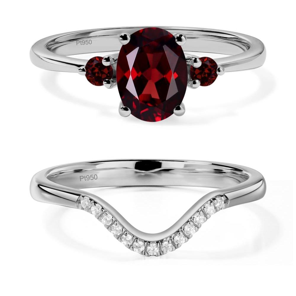 Trilogy Oval Garnet Ring - LUO Jewelry #metal_platinum
