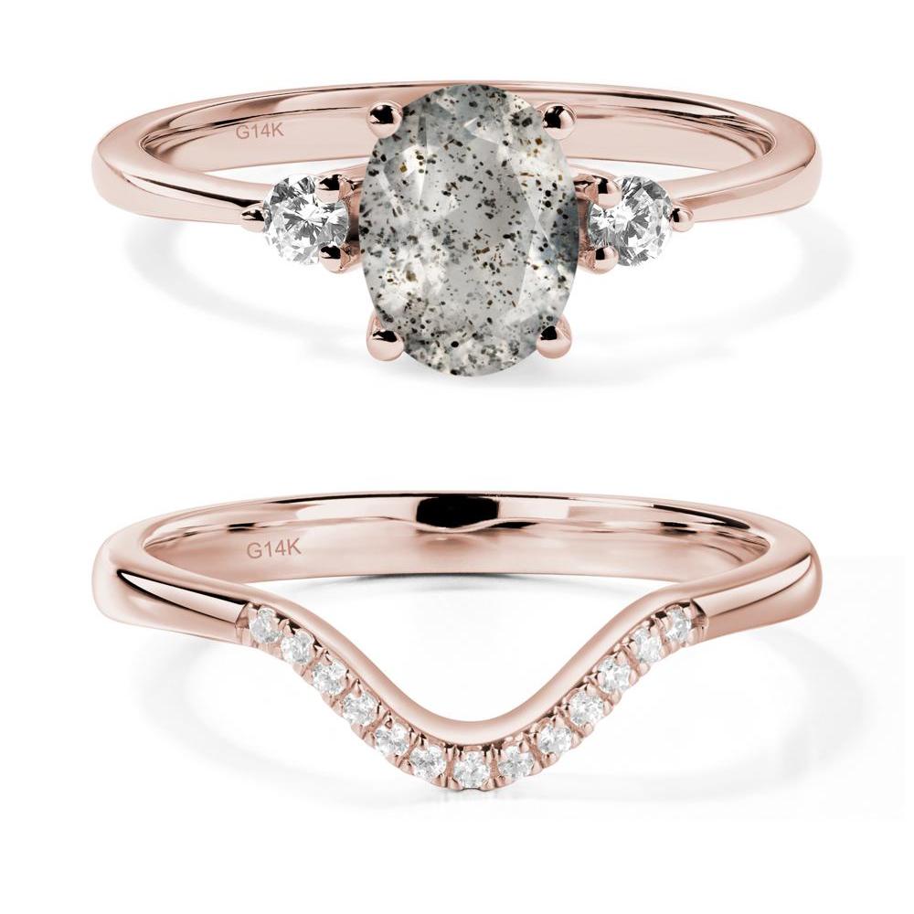 Simple Trilogy Oval Herkimer Diamond Ring - LUO Jewelry #metal_14k rose gold