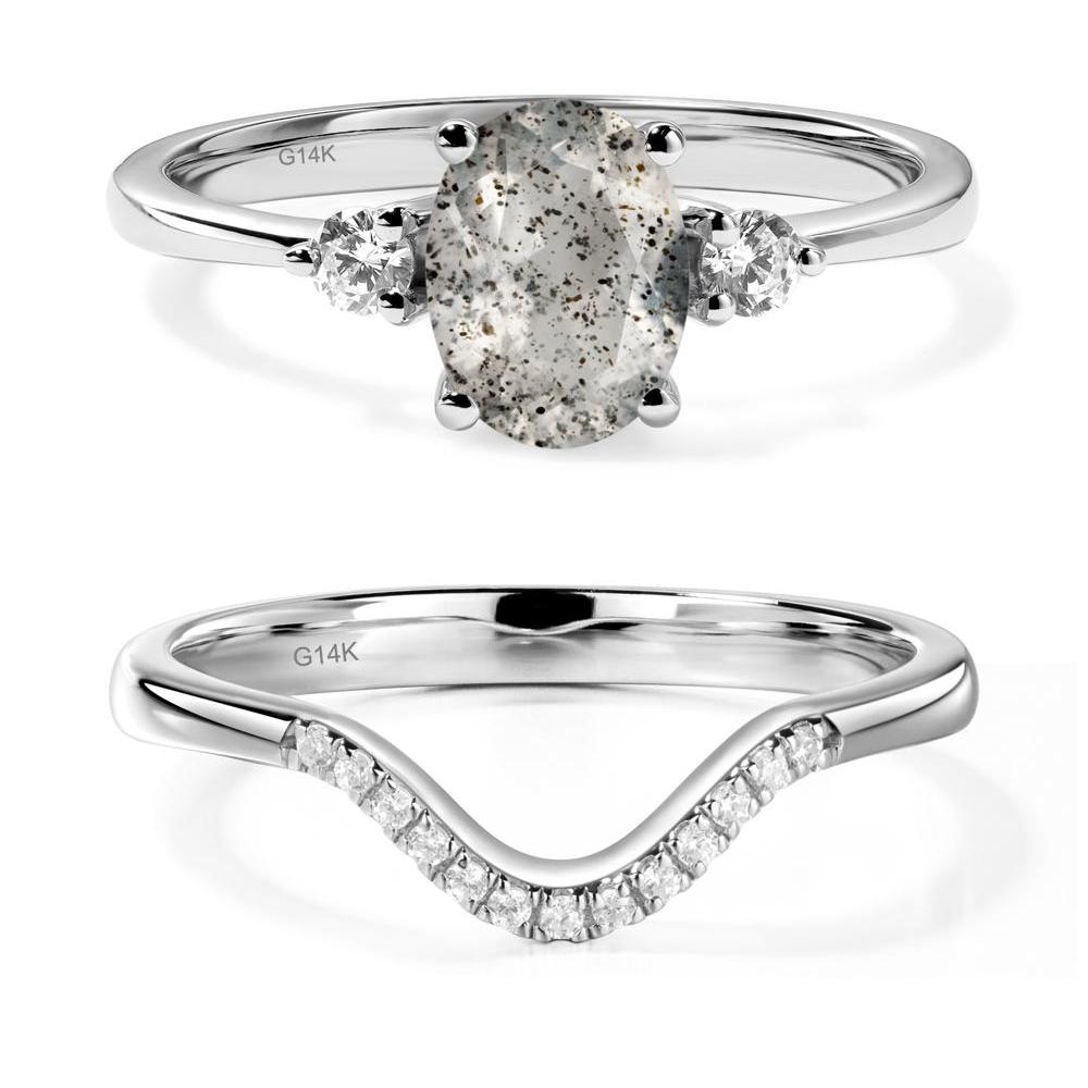 Simple Trilogy Oval Herkimer Diamond Ring - LUO Jewelry #metal_14k white gold