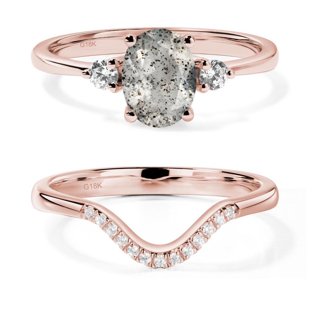 Simple Trilogy Oval Herkimer Diamond Ring - LUO Jewelry #metal_18k rose gold