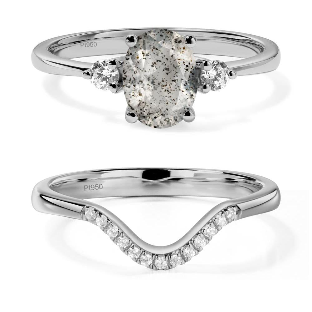 Simple Trilogy Oval Herkimer Diamond Ring - LUO Jewelry #metal_platinum