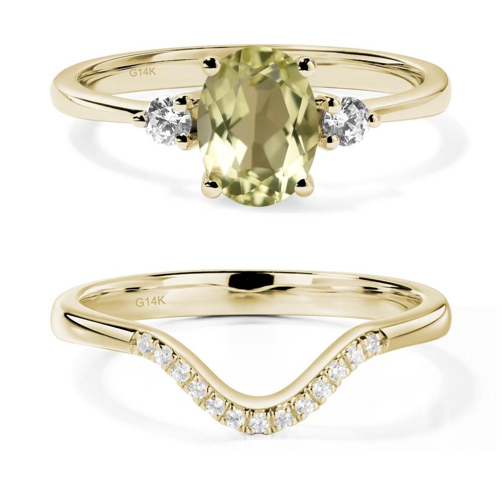 Trilogy Oval Lemon Quartz Ring - LUO Jewelry #metal_14k yellow gold