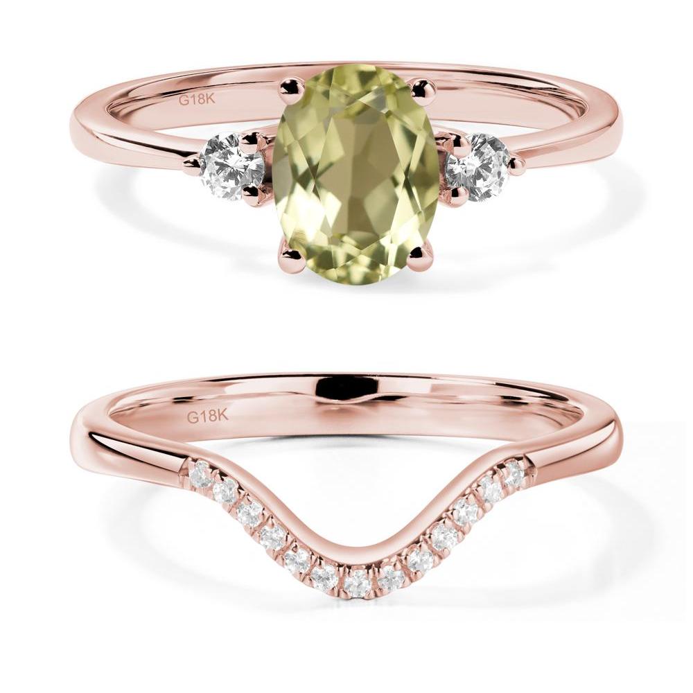 Trilogy Oval Lemon Quartz Ring - LUO Jewelry #metal_18k rose gold