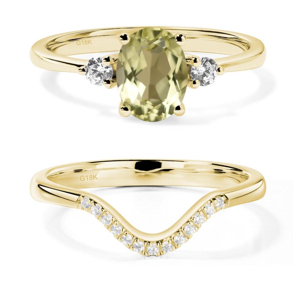 Trilogy Oval Lemon Quartz Ring - LUO Jewelry #metal_18k yellow gold