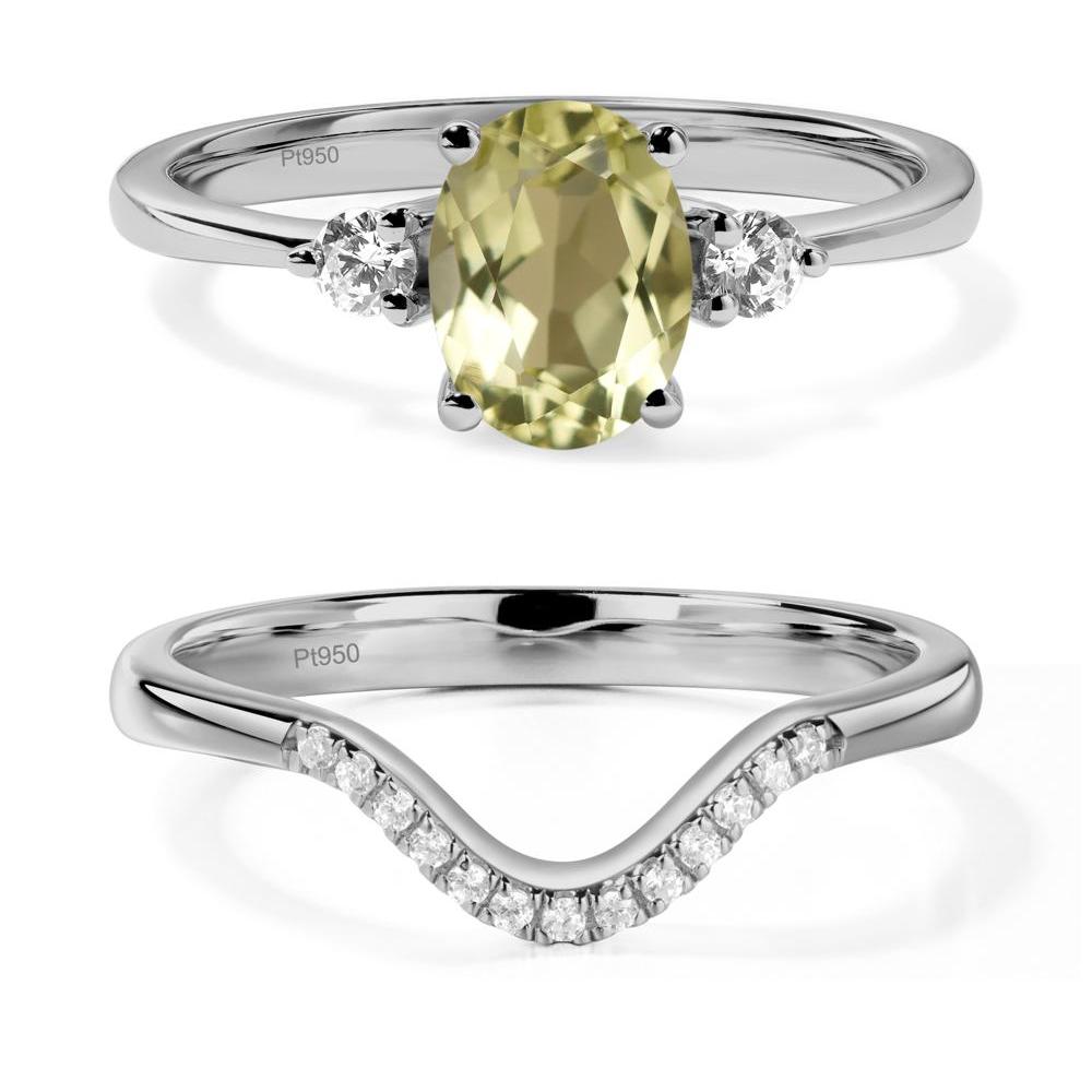 Trilogy Oval Lemon Quartz Ring - LUO Jewelry #metal_platinum
