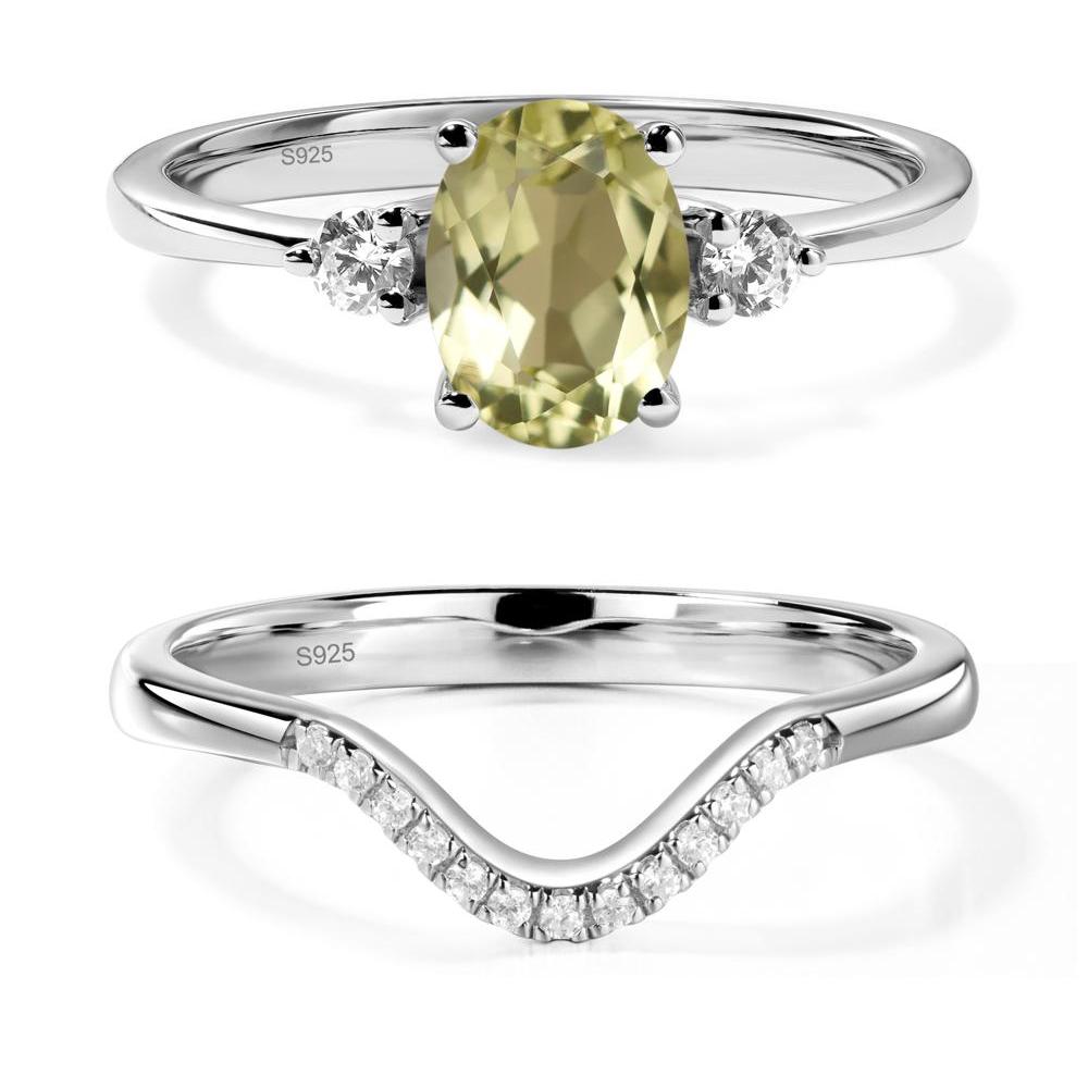 Trilogy Oval Lemon Quartz Ring - LUO Jewelry #metal_sterling silver