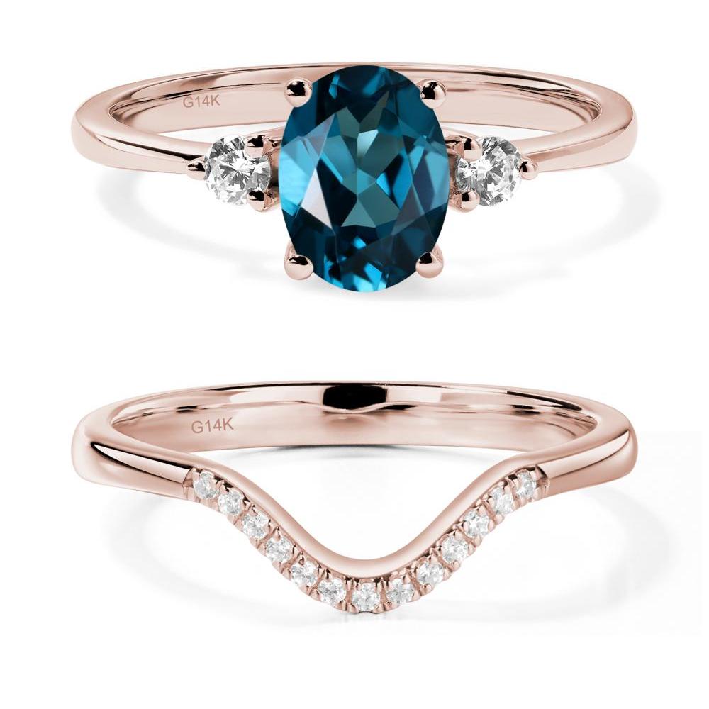 Trilogy Oval London Blue Topaz Ring - LUO Jewelry #metal_14k rose gold