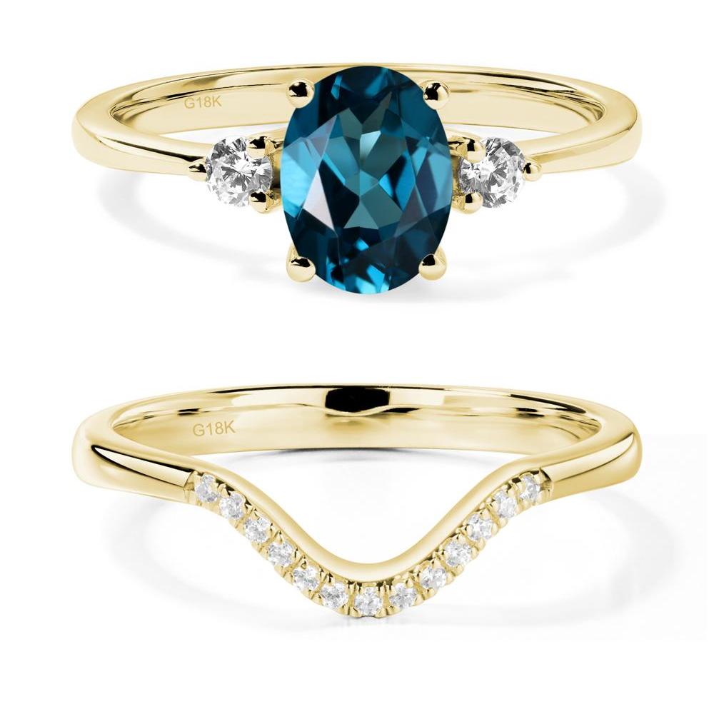 Trilogy Oval London Blue Topaz Ring - LUO Jewelry #metal_18k yellow gold