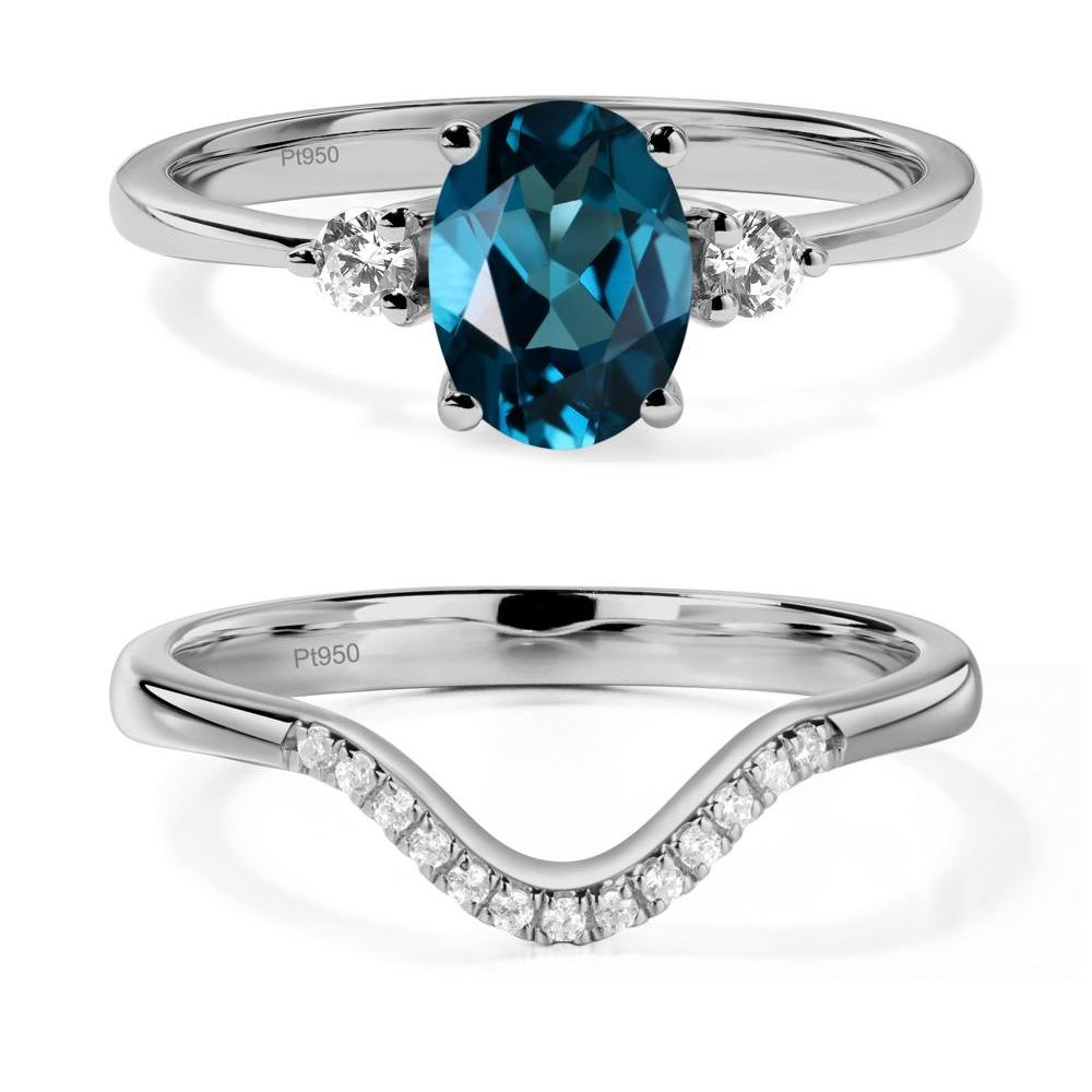 Trilogy Oval London Blue Topaz Ring - LUO Jewelry #metal_platinum