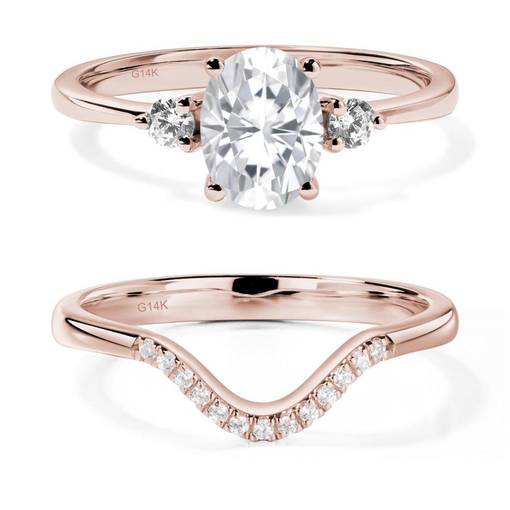 Trilogy Oval Moissanite Ring - LUO Jewelry #metal_14k rose gold