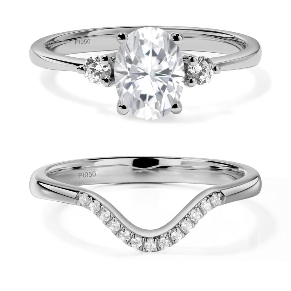 Trilogy Oval Moissanite Ring - LUO Jewelry #metal_platinum