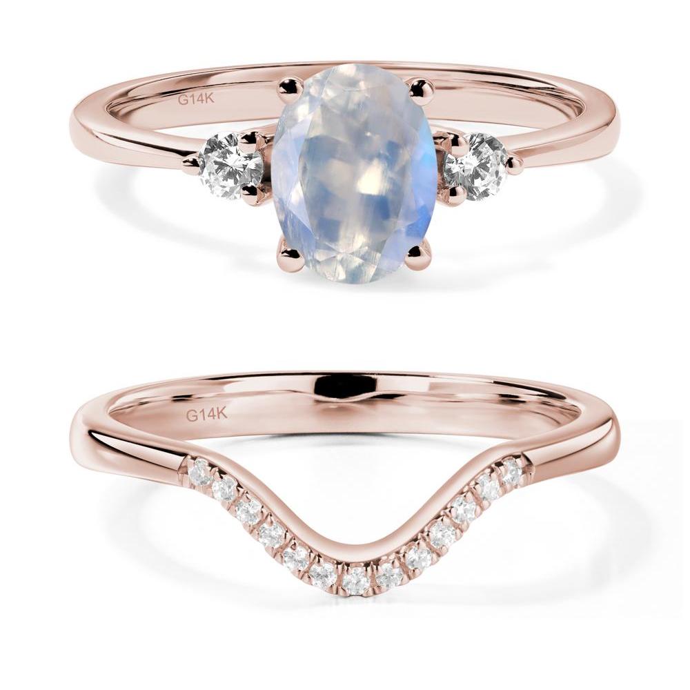 Trilogy Oval Moonstone Ring - LUO Jewelry #metal_14k rose gold