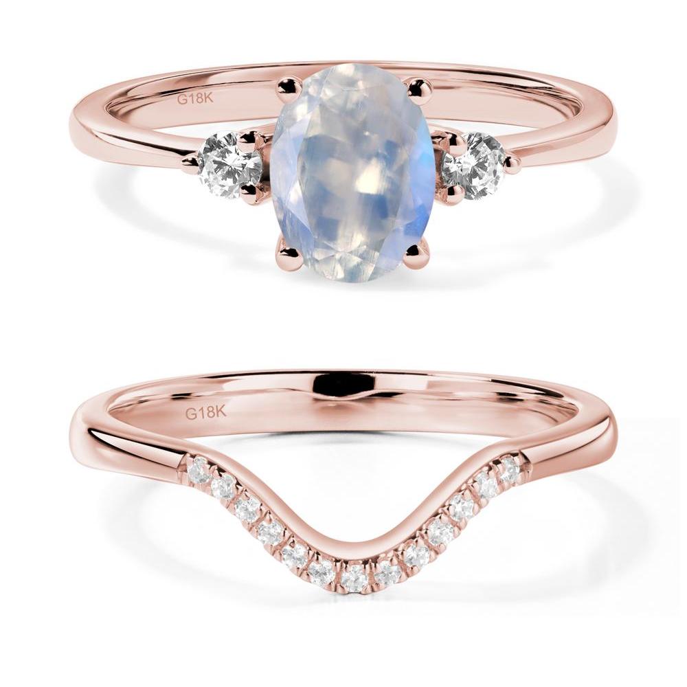 Trilogy Oval Moonstone Ring - LUO Jewelry #metal_18k rose gold
