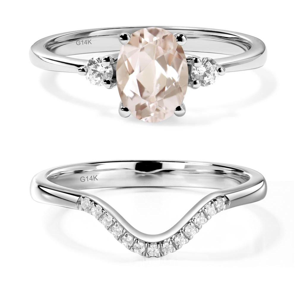 Trilogy Oval Morganite Ring - LUO Jewelry #metal_14k white gold