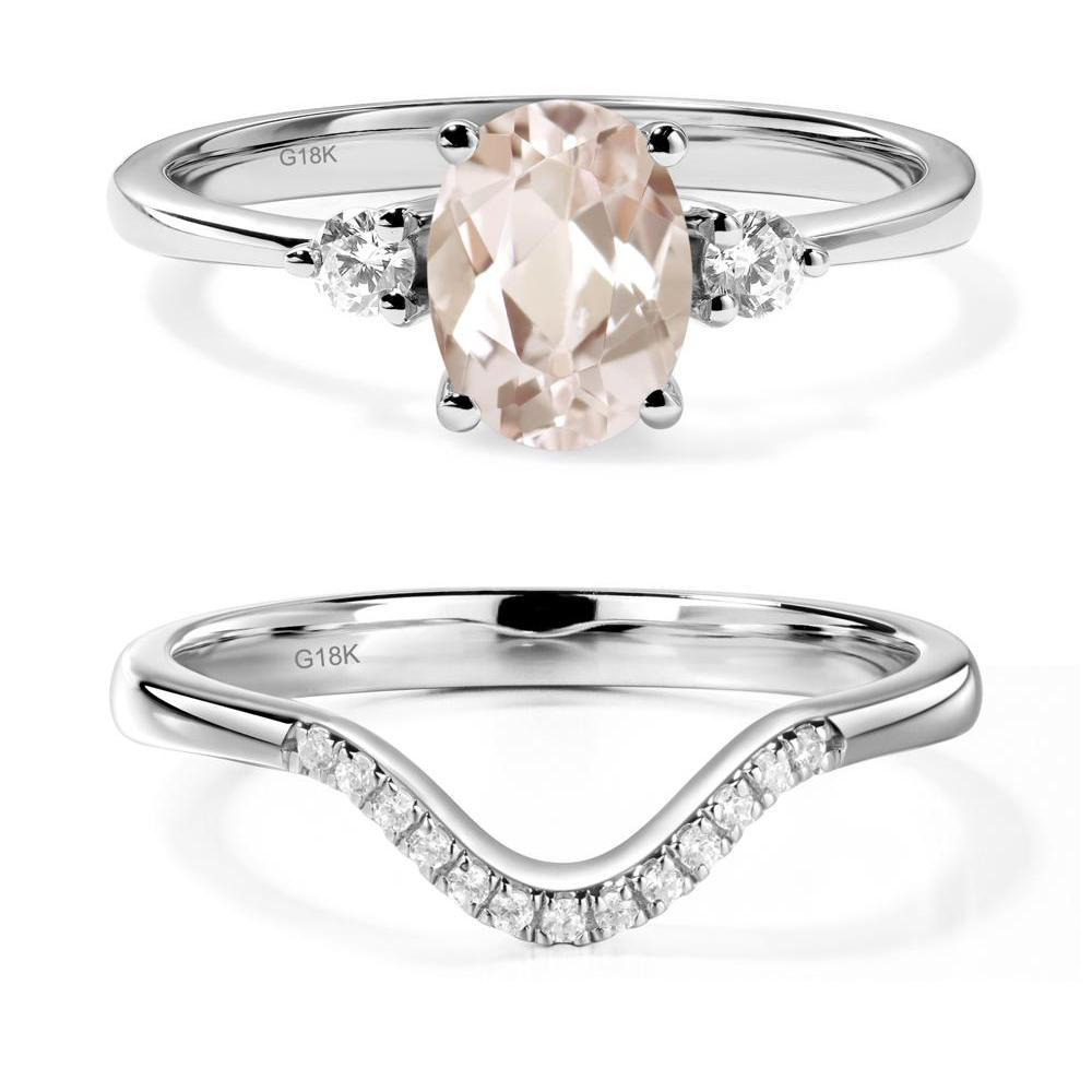 Trilogy Oval Morganite Ring - LUO Jewelry #metal_18k white gold