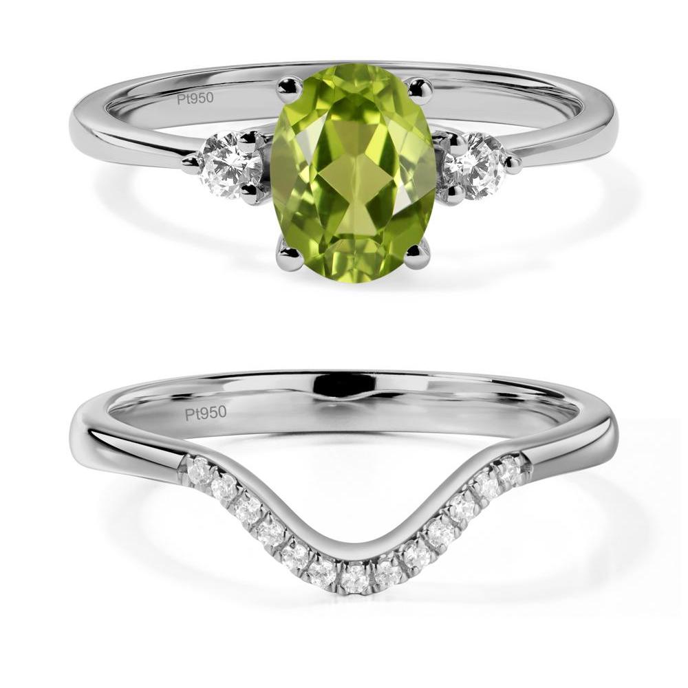 Trilogy Oval Peridot Ring - LUO Jewelry #metal_platinum