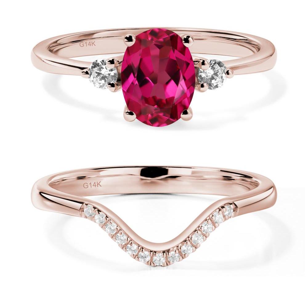Trilogy Oval Ruby Ring - LUO Jewelry #metal_14k rose gold