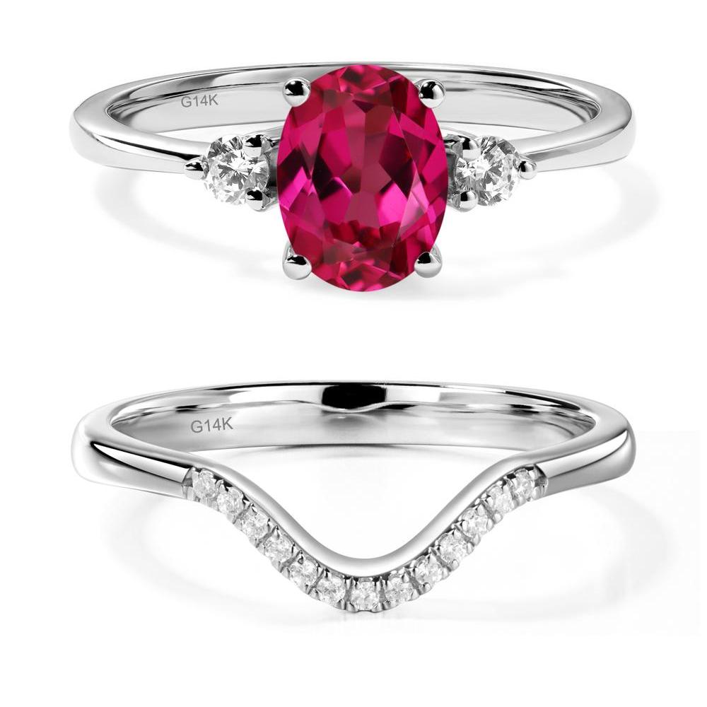 Trilogy Oval Ruby Ring - LUO Jewelry #metal_14k white gold