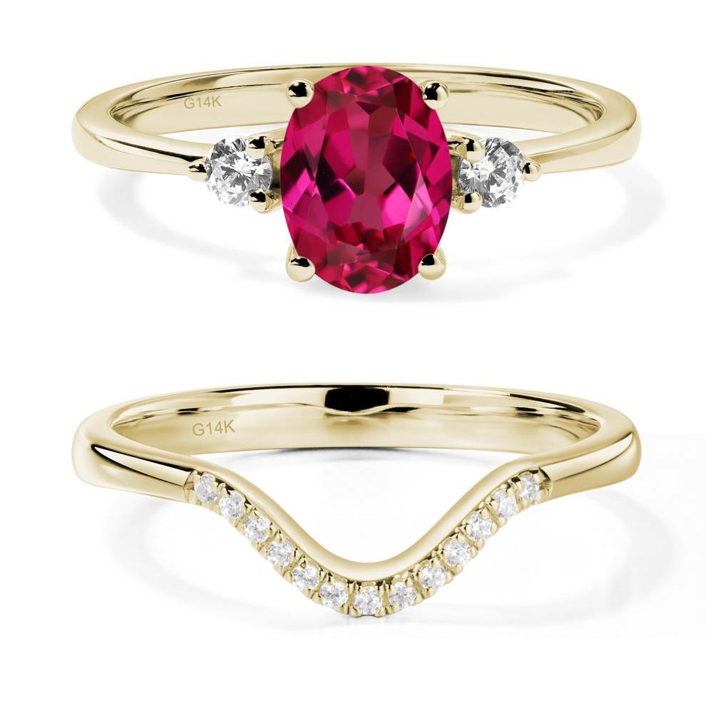 Trilogy Oval Ruby Ring - LUO Jewelry #metal_14k yellow gold