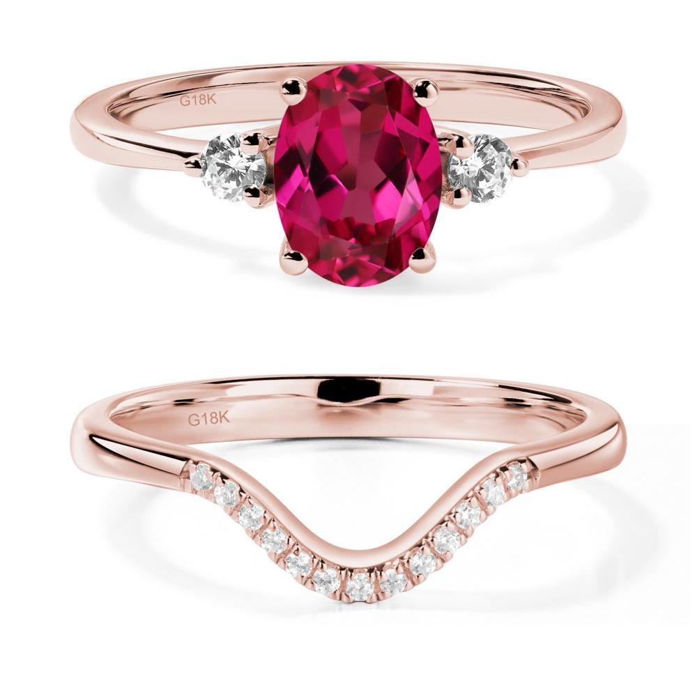 Trilogy Oval Ruby Ring - LUO Jewelry #metal_18k rose gold
