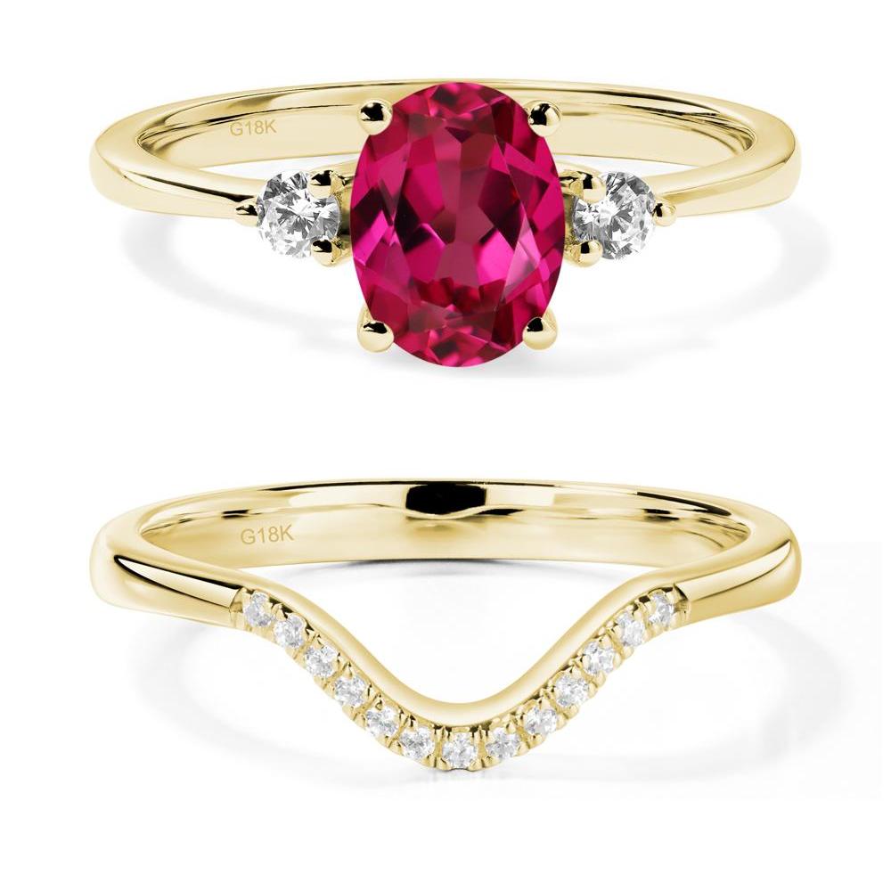 Trilogy Oval Ruby Ring - LUO Jewelry #metal_18k yellow gold