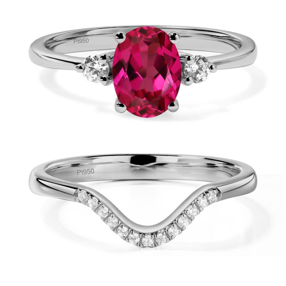 Trilogy Oval Ruby Ring - LUO Jewelry #metal_platinum
