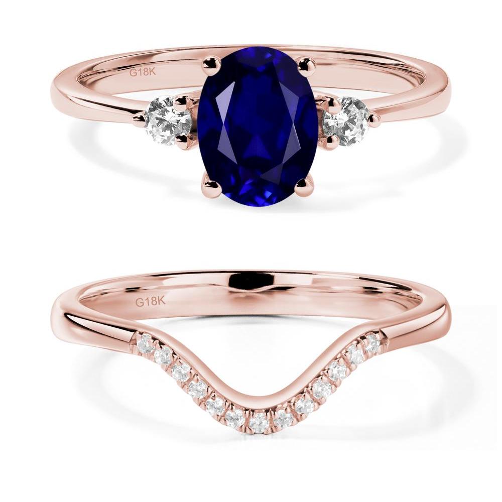 Trilogy Oval Sapphire Ring - LUO Jewelry #metal_18k rose gold