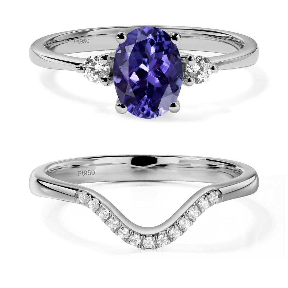 Trilogy Oval Tanzanite Ring - LUO Jewelry #metal_platinum