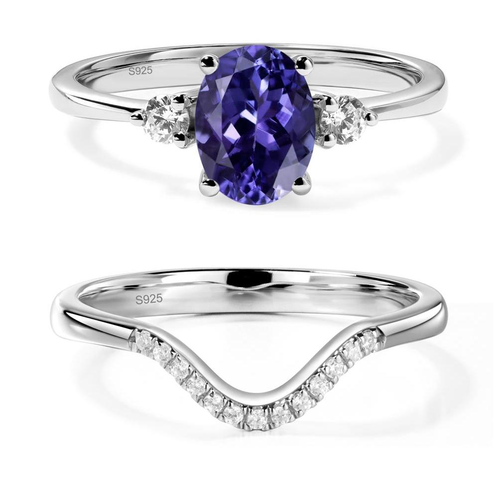 Trilogy Oval Tanzanite Ring - LUO Jewelry #metal_sterling silver