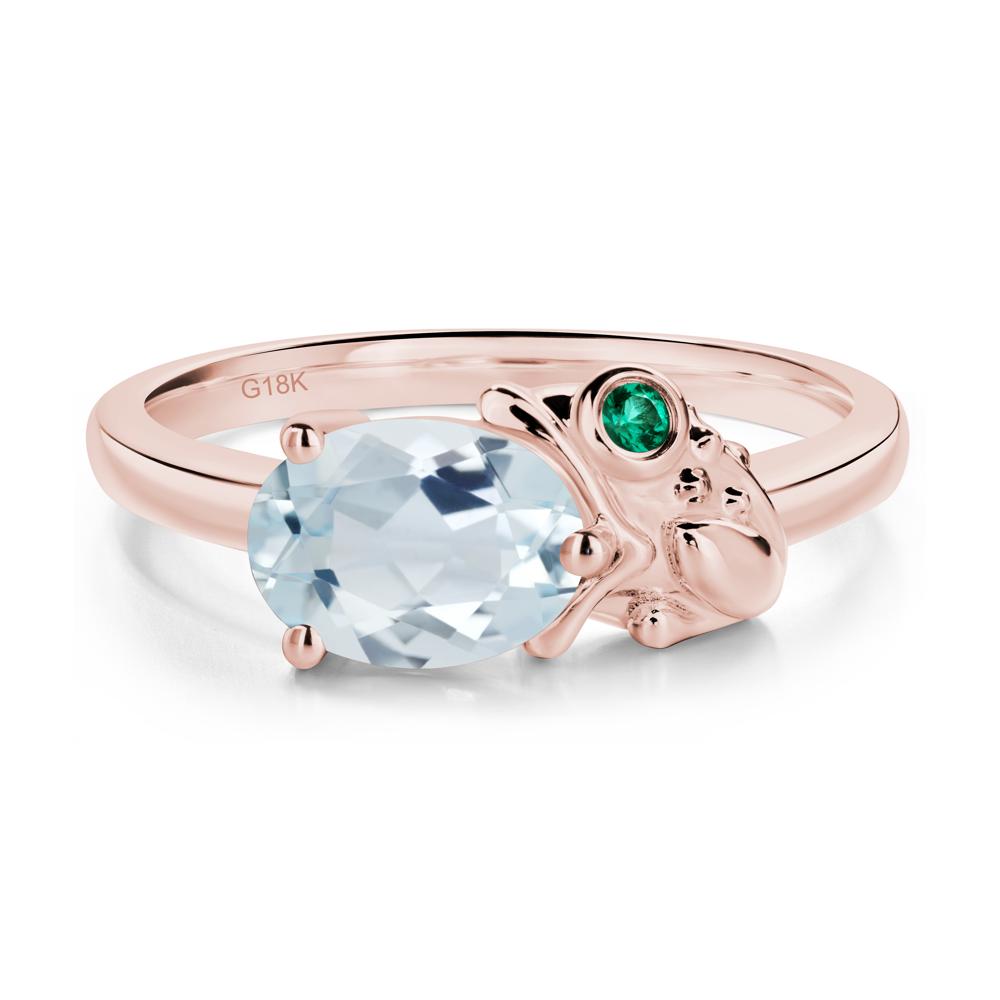 Nature Inspired Toad Aquamarine and Emerald Ring - LUO Jewelry #metal_18k rose gold