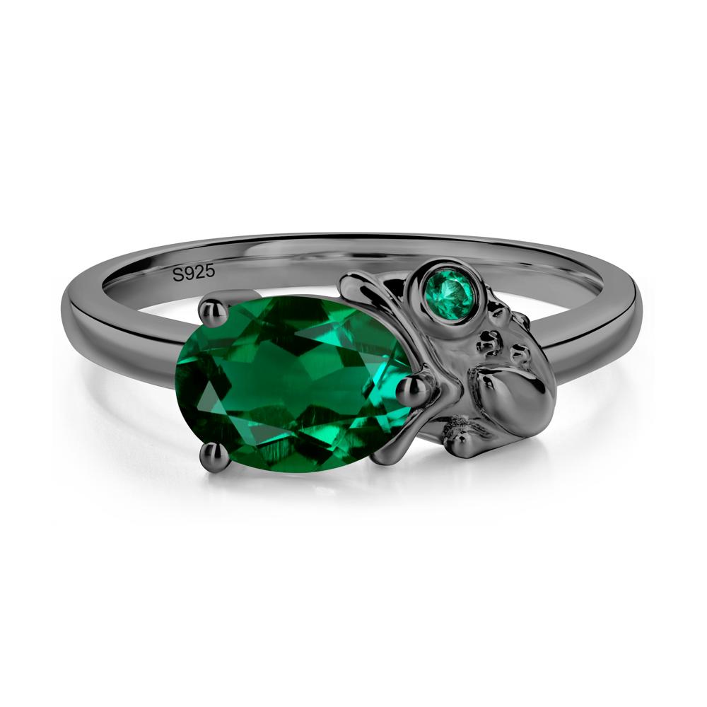 Nature Inspired Toad Emerald and Emerald Ring - LUO Jewelry #metal_black finish sterling silver