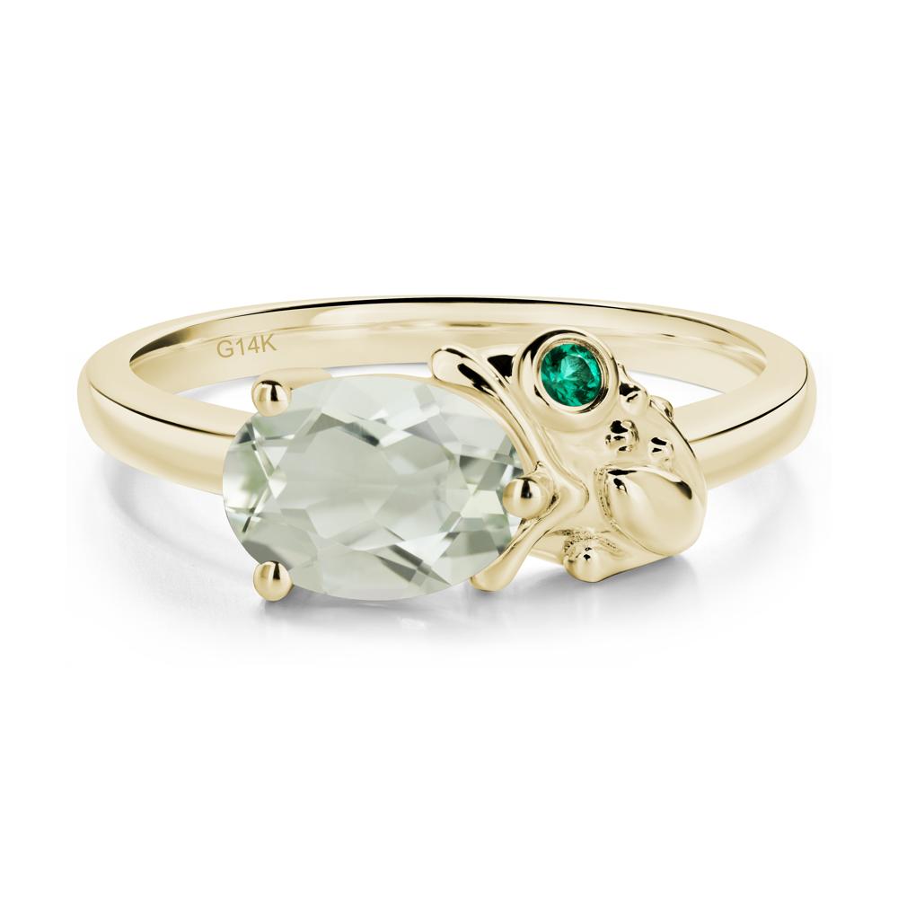 Nature Inspired Toad Green Amethyst and Emerald Ring - LUO Jewelry #metal_14k yellow gold