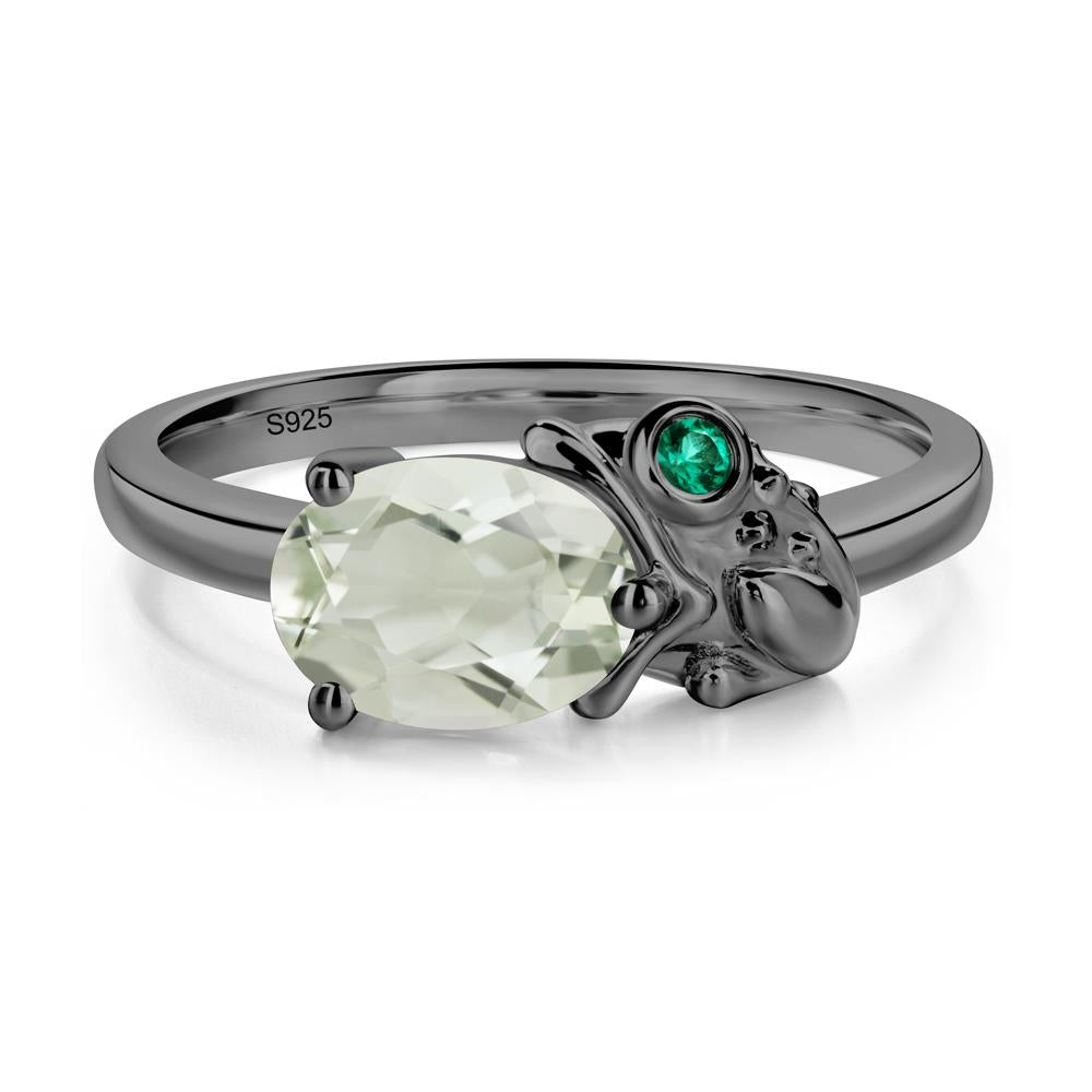 Nature Inspired Toad Green Amethyst and Emerald Ring - LUO Jewelry #metal_black finish sterling silver