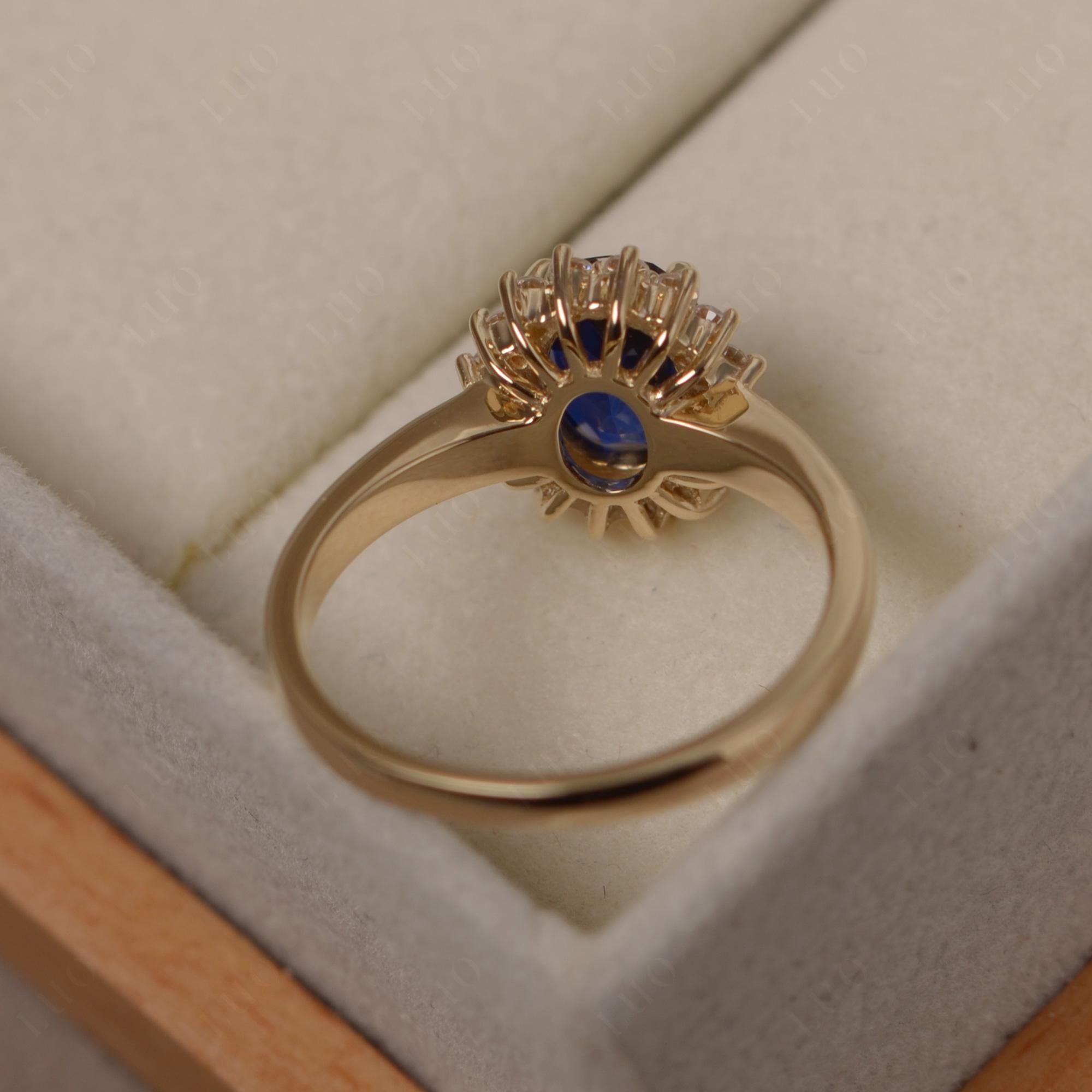 Sapphire Oval Sunburst Engagement Ring | LUO Jewelry