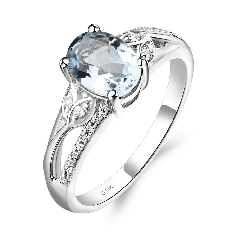 Oval Cut Aquamarine Ring - LUO Jewelry #metal_14k white gold