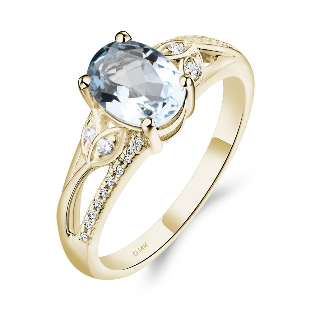 Oval Cut Aquamarine Ring - LUO Jewelry #metal_14k yellow gold