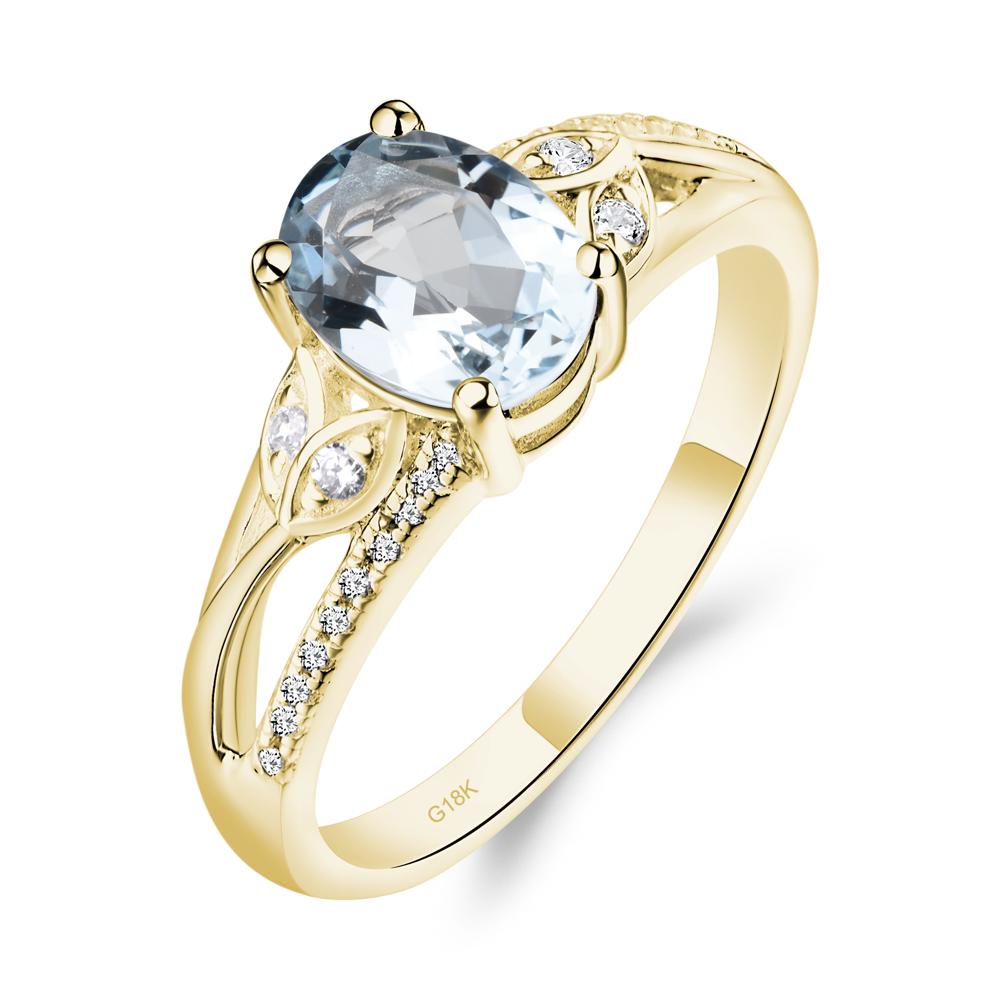 Oval Cut Aquamarine Ring - LUO Jewelry #metal_18k yellow gold