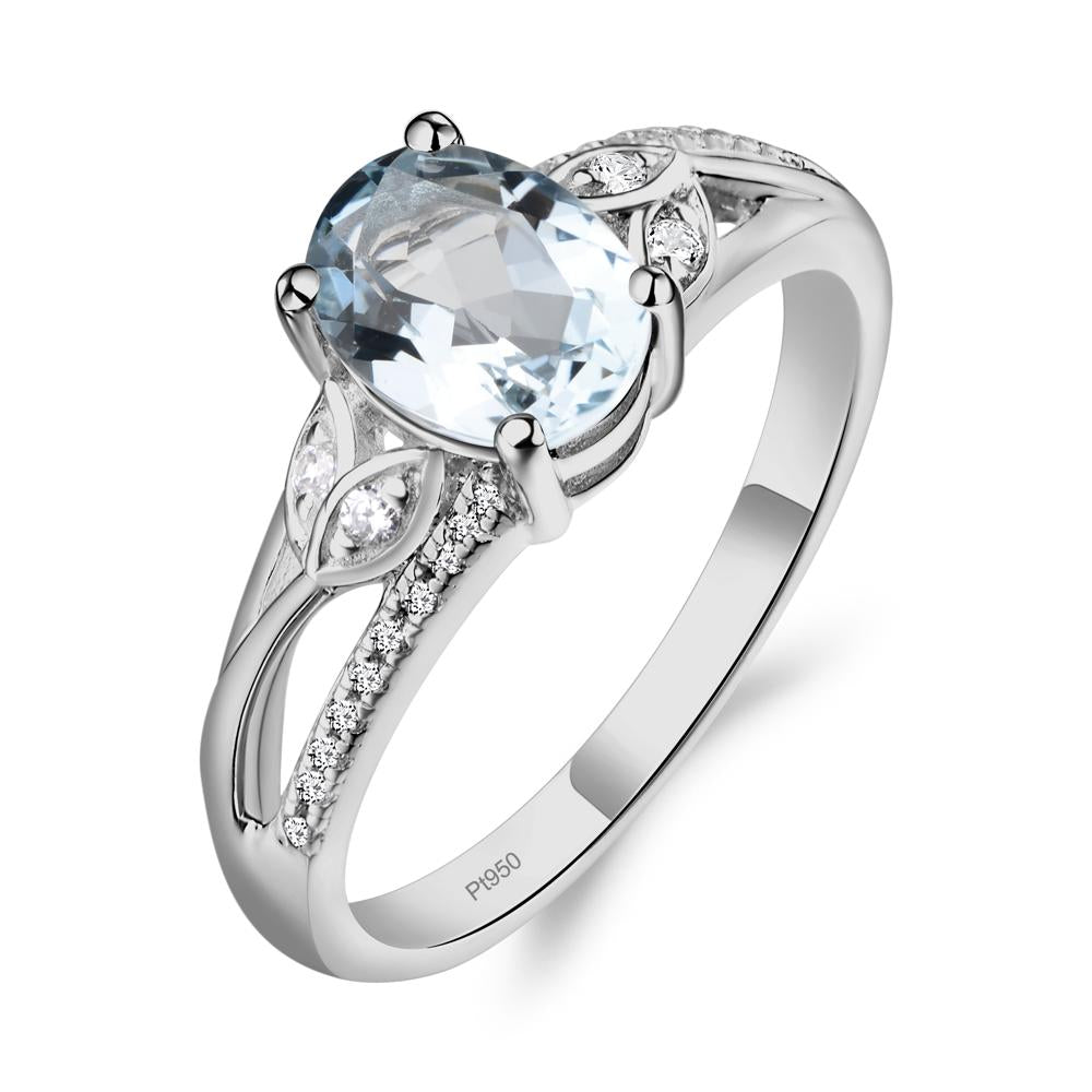 Oval Cut Aquamarine Ring - LUO Jewelry #metal_platinum