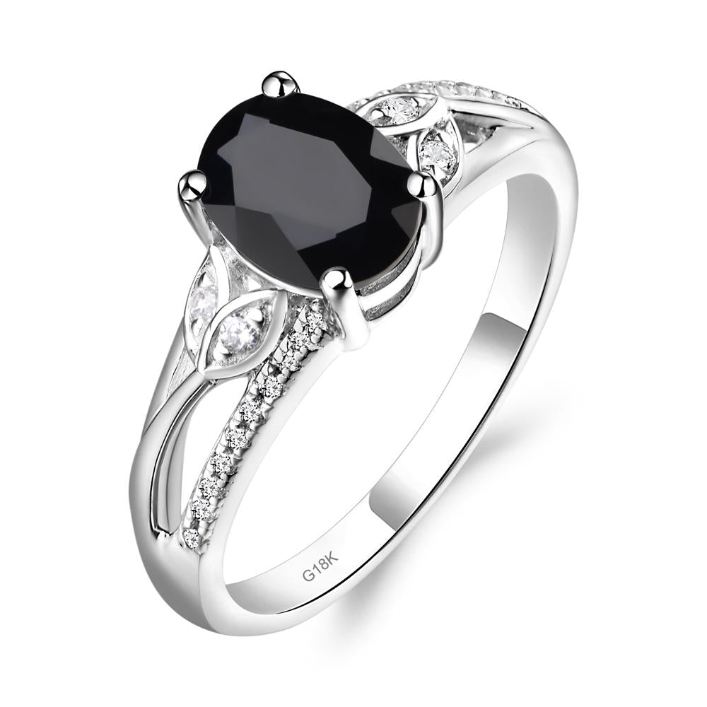 Oval Cut Black Spinel Ring - LUO Jewelry #metal_18k white gold