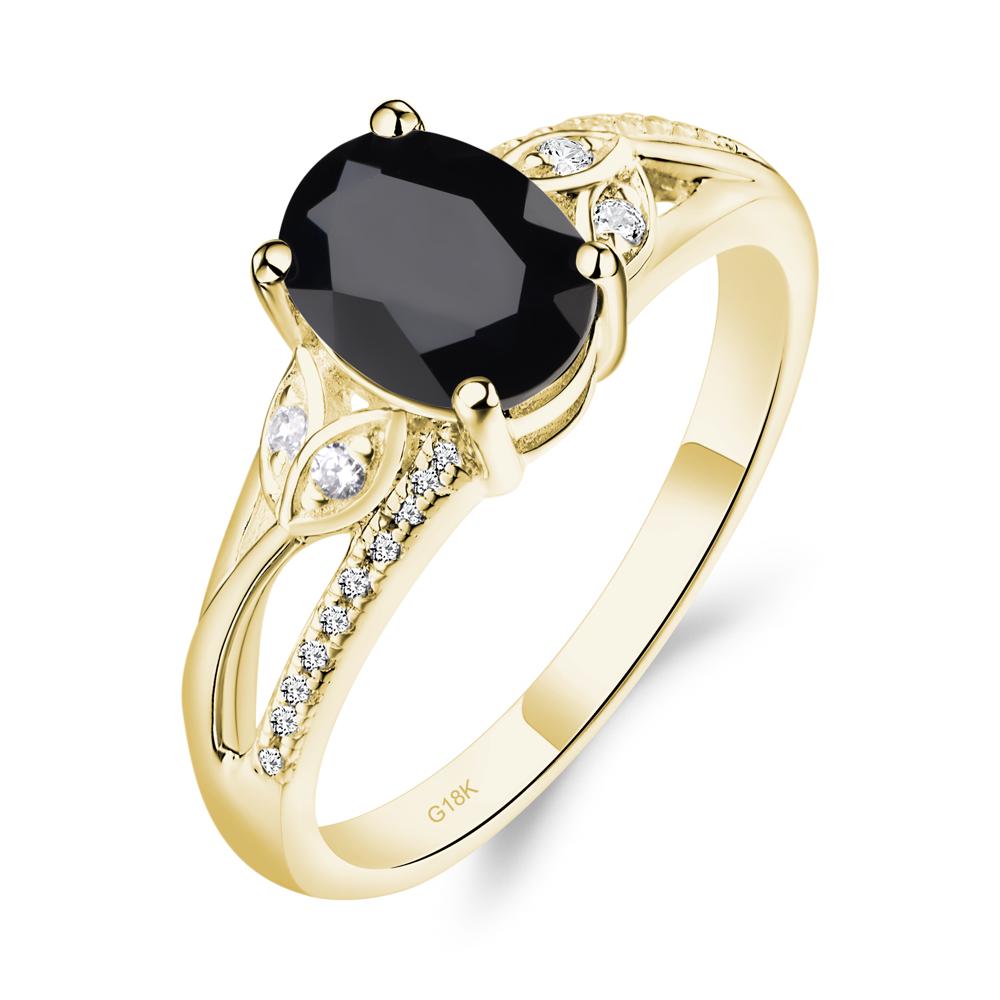 Oval Cut Black Spinel Ring - LUO Jewelry #metal_18k yellow gold
