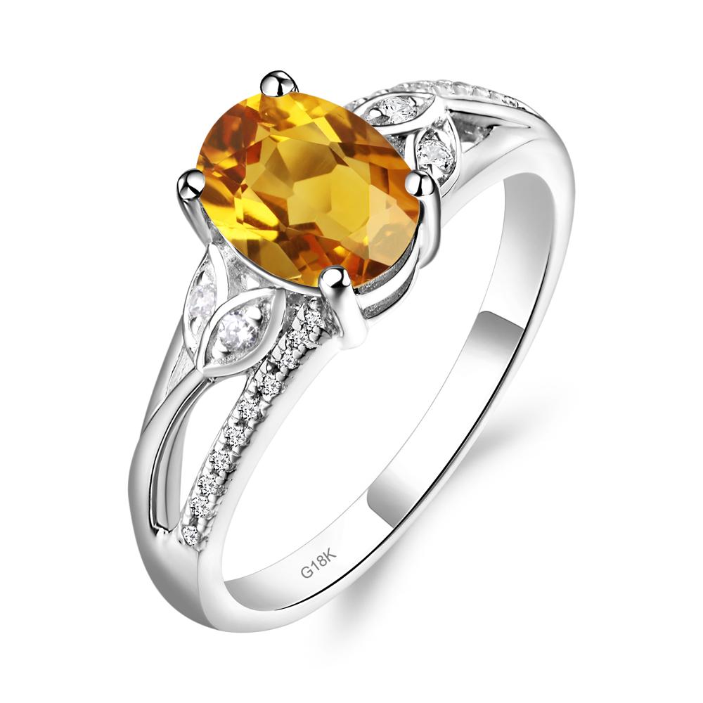 Oval Cut Citrine Ring - LUO Jewelry #metal_18k white gold