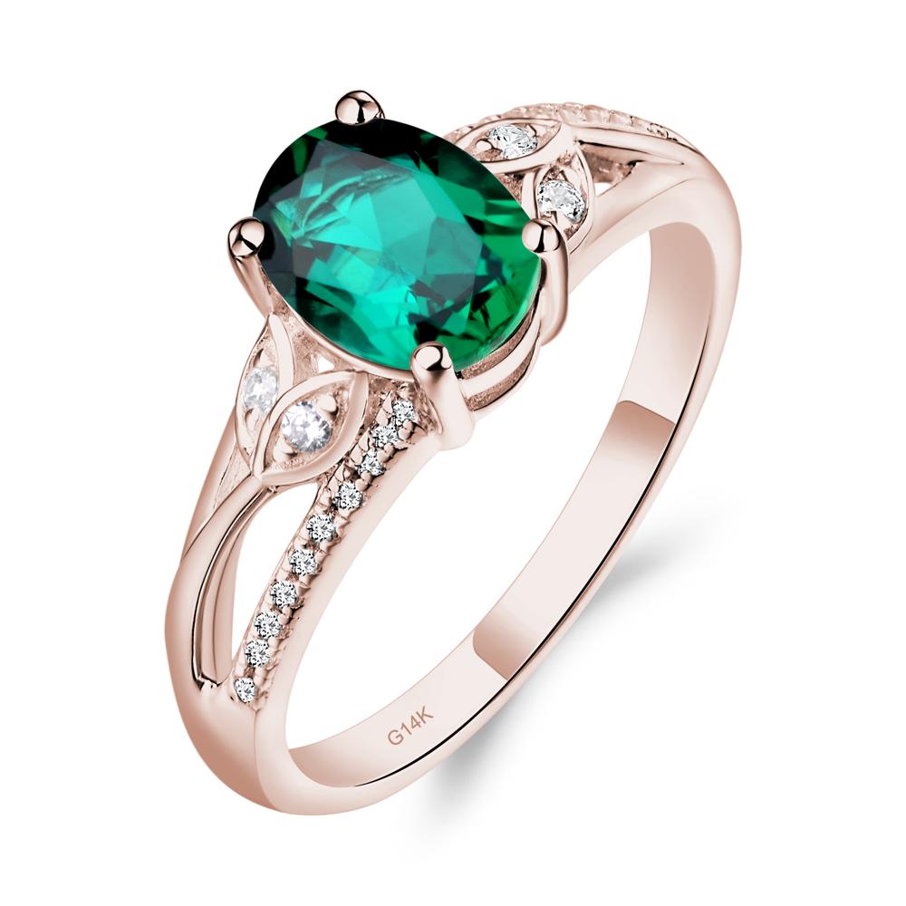Oval Cut Emerald Ring - LUO Jewelry #metal_14k rose gold