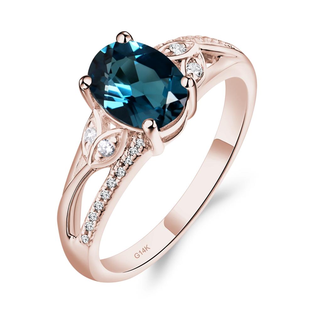 Oval Cut London Blue Topaz Ring - LUO Jewelry #metal_14k rose gold