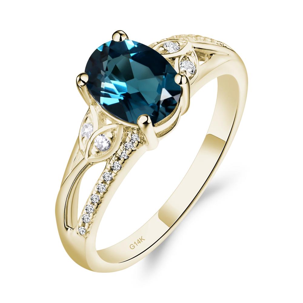 Oval Cut London Blue Topaz Ring - LUO Jewelry #metal_14k yellow gold