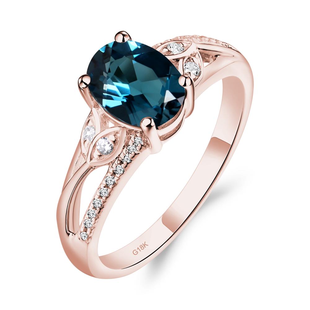 Oval Cut London Blue Topaz Ring - LUO Jewelry #metal_18k rose gold