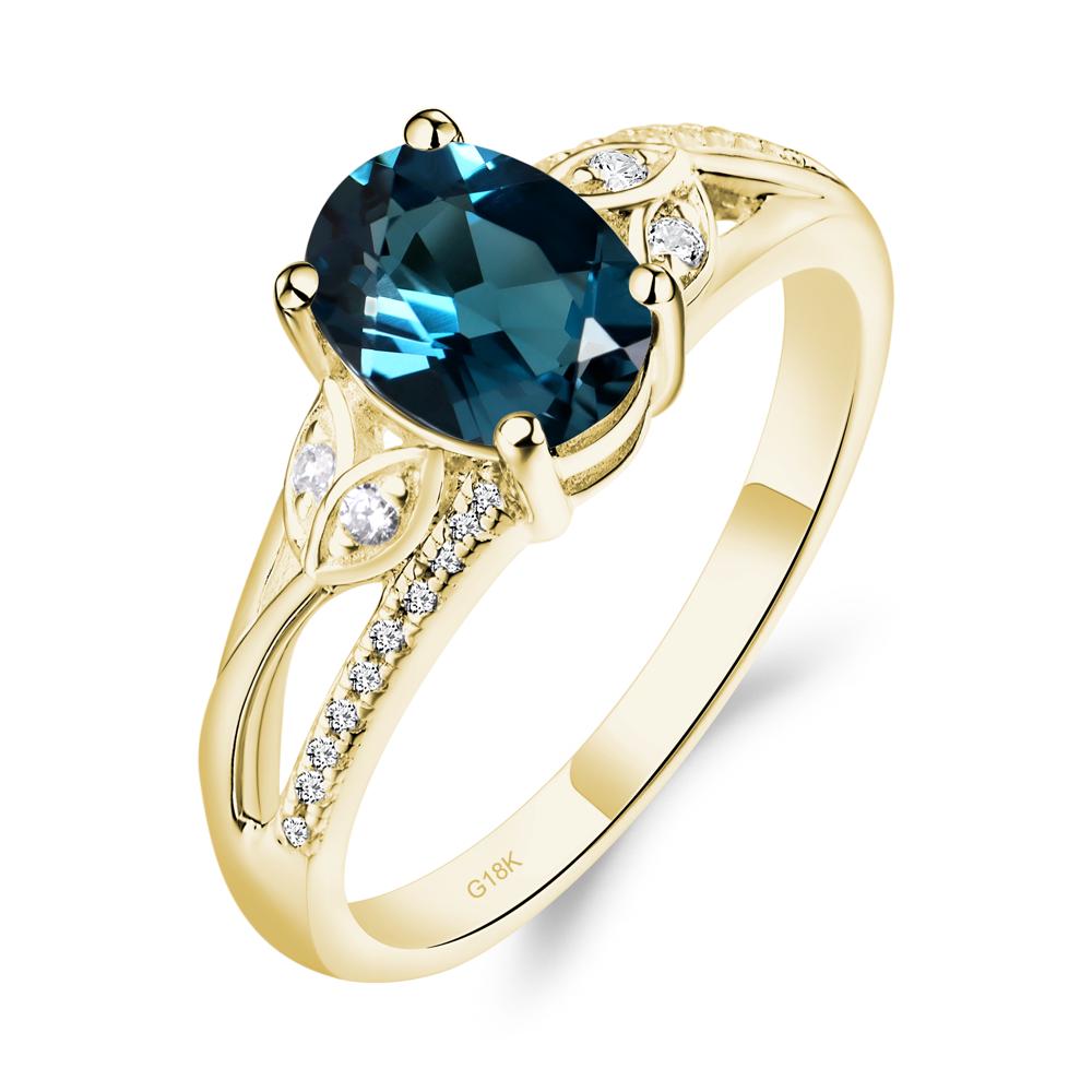 Oval Cut London Blue Topaz Ring - LUO Jewelry #metal_18k yellow gold